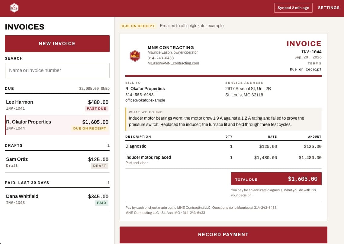 MNE Ops invoice and receipt app, built by Thresh Innovations, St. Louis