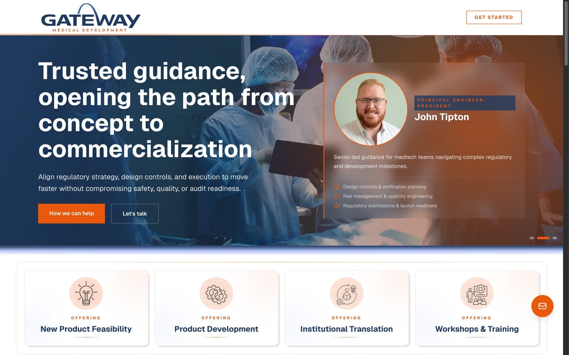 Gateway Medical Development website, built by Thresh Innovations digital solutions, St. Louis
